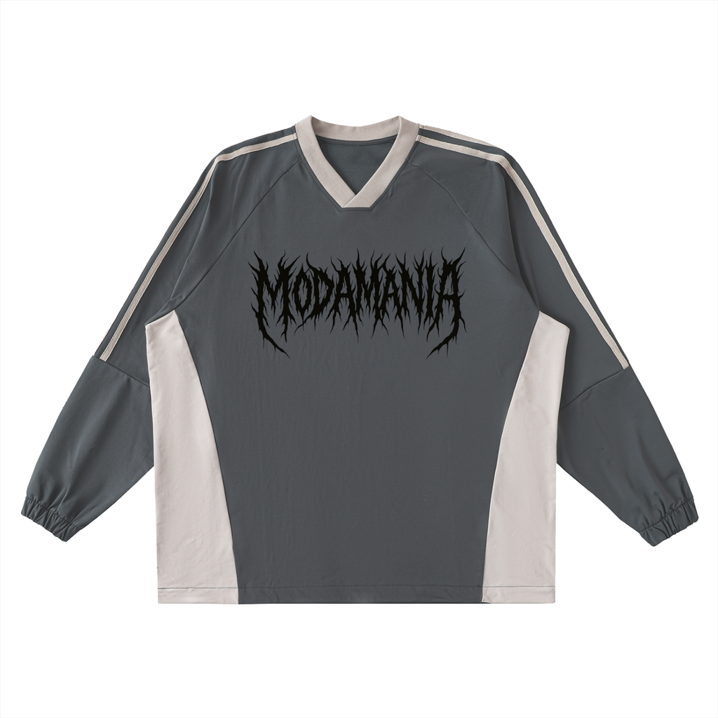 Color-Block V-Neck Long-Sleeve T-Shirt