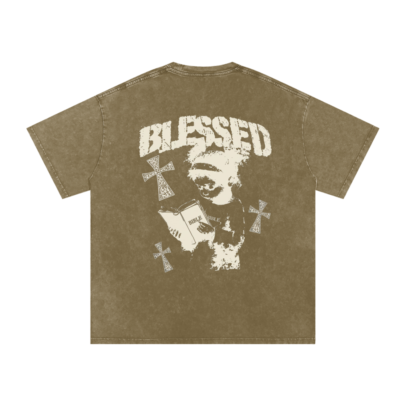 Snow Washed Oversized Cotton T-Shirt blessed