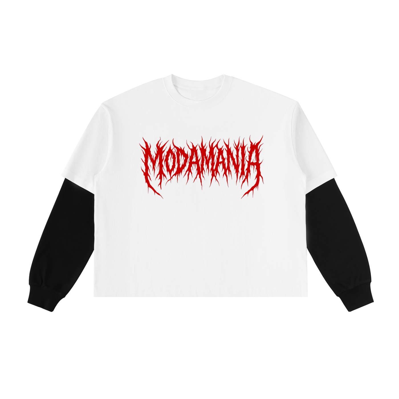 Layered Contrast Sleeve Cotton T-Shirt