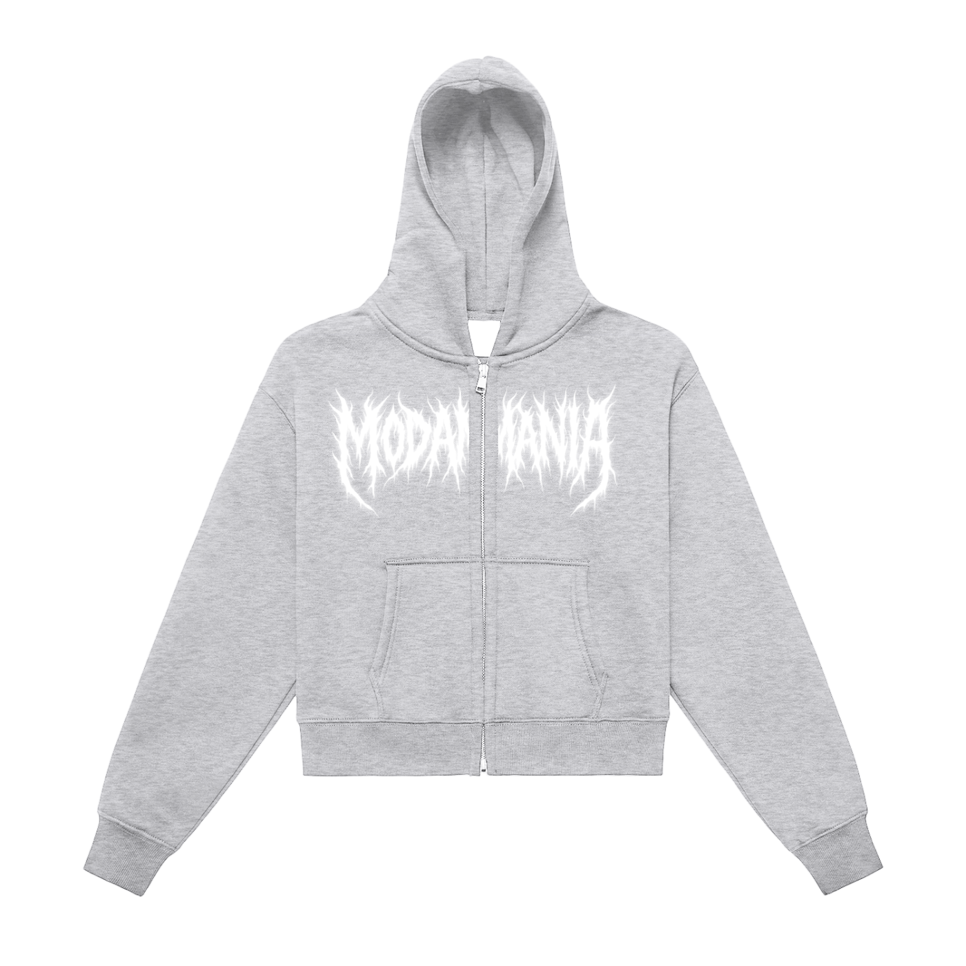 Fleeced Zip-Up Cropped Hoodie