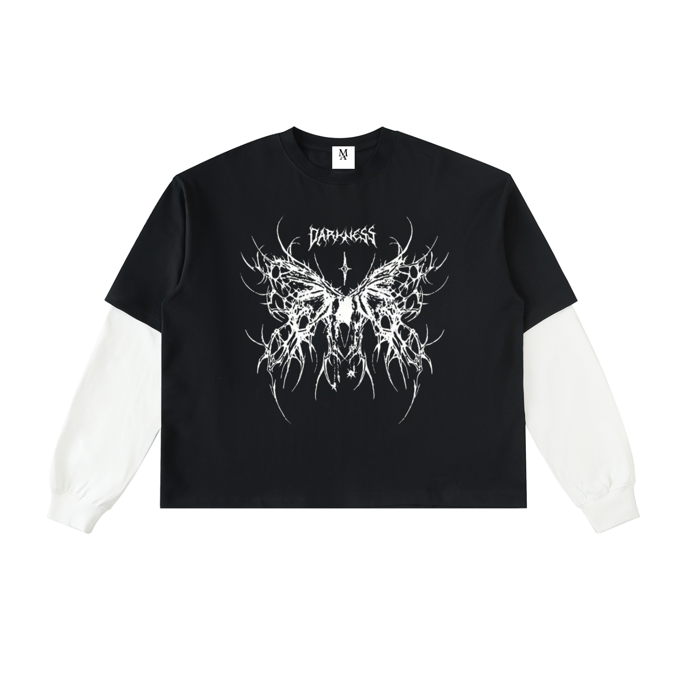 Layered Contrast Sleeve Cotton T-Shirt