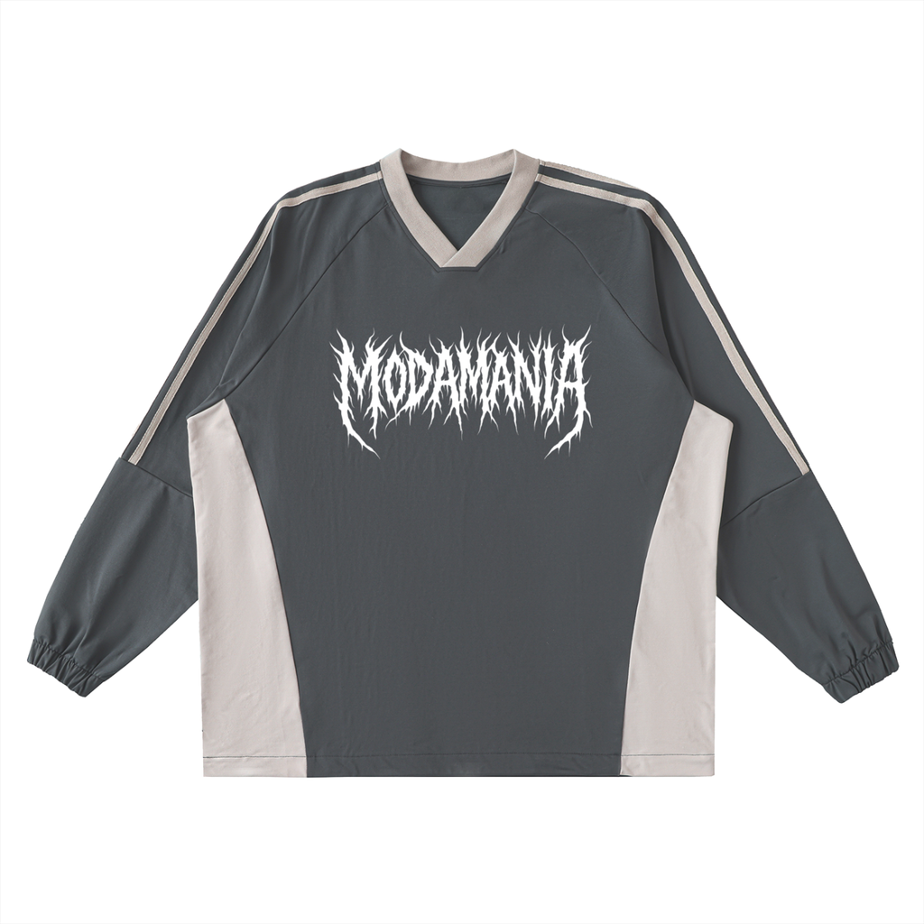 Color-Block V-Neck Long-Sleeve T-Shirt