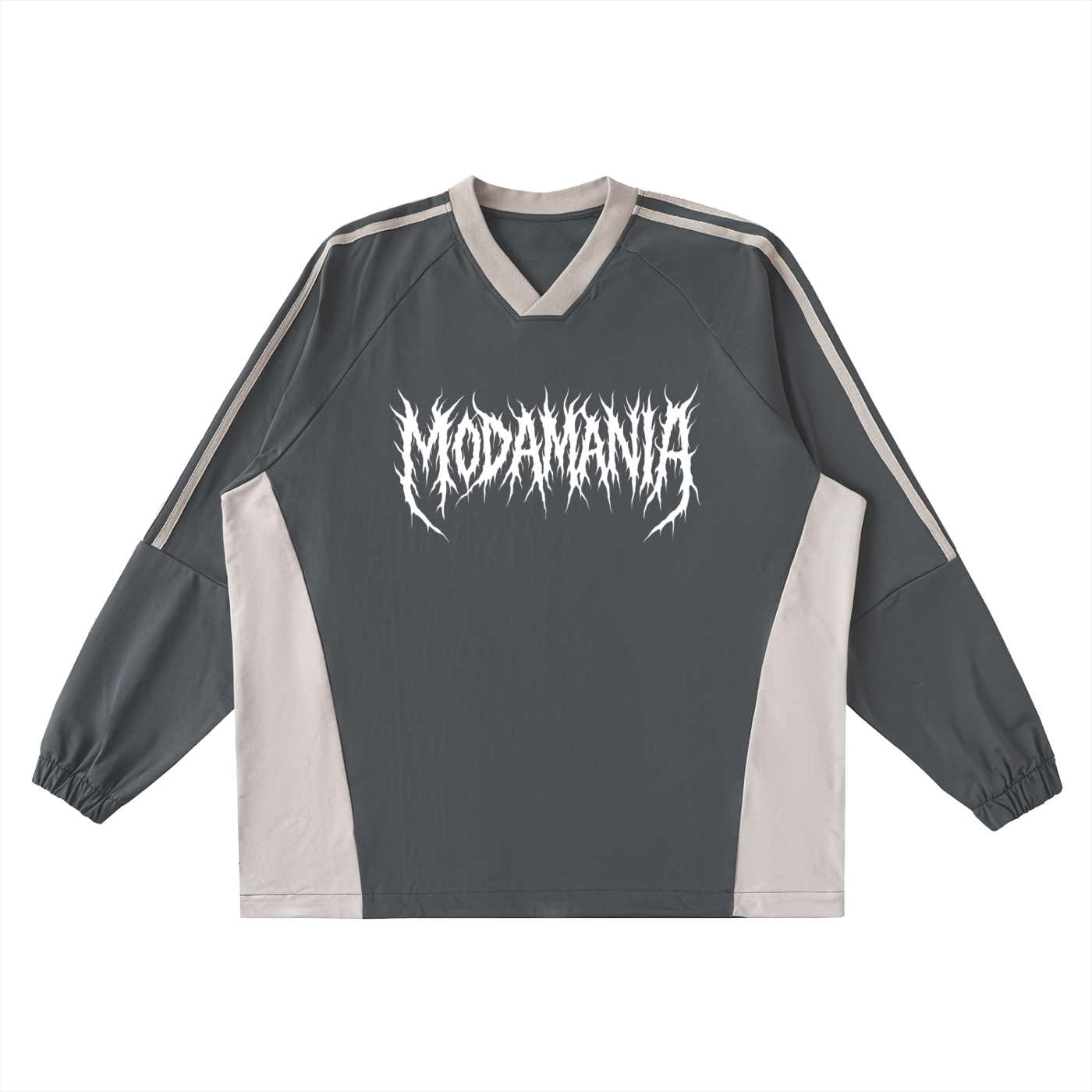 Color-Block V-Neck Long-Sleeve T-Shirt