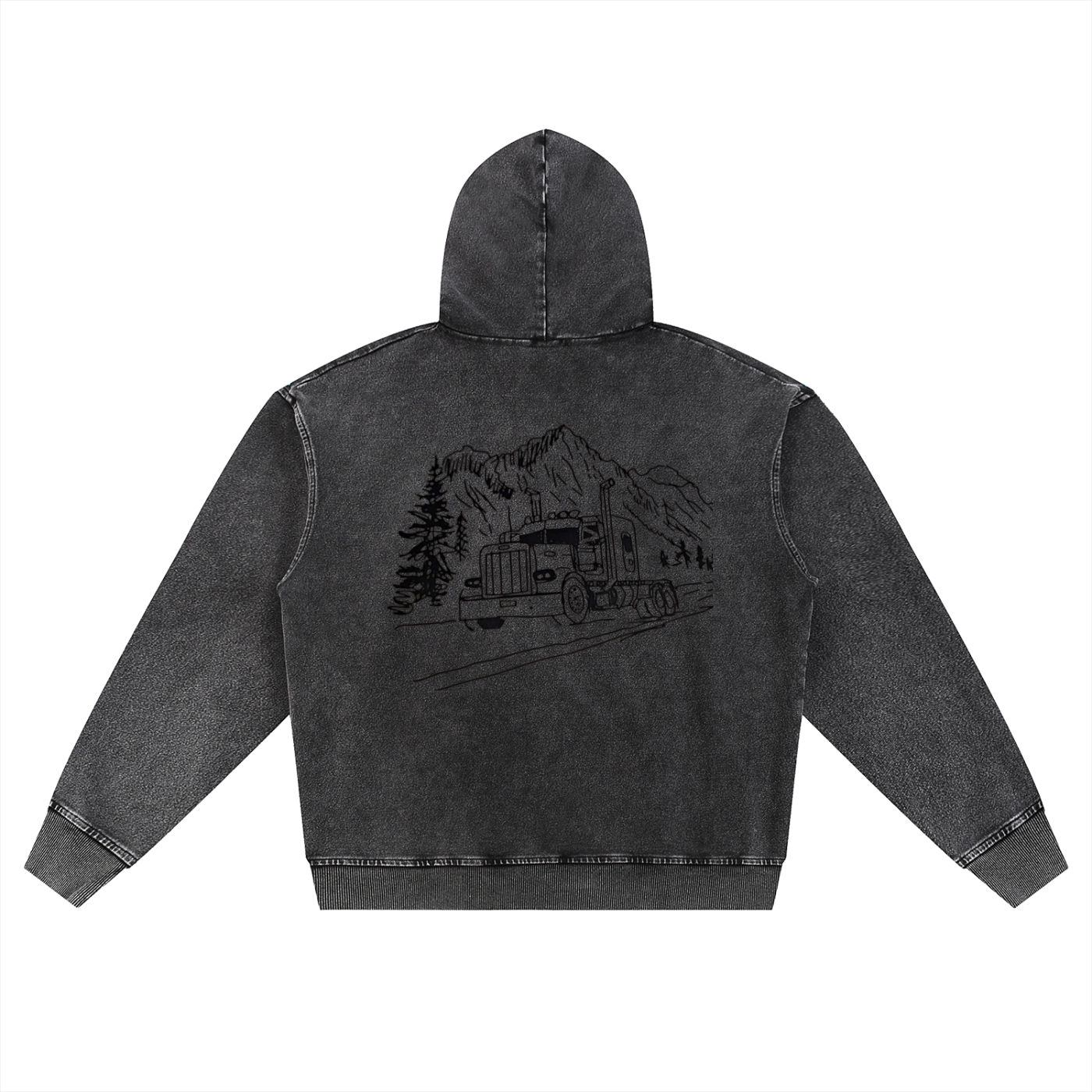 Snow Wash Oversized Zip-Up Hoodie