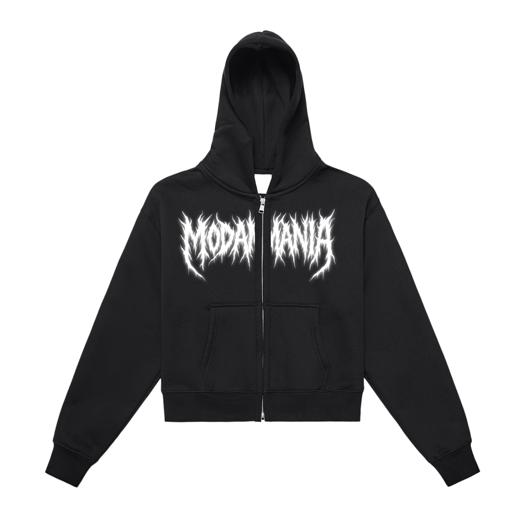 Fleeced Zip-Up Cropped Hoodie