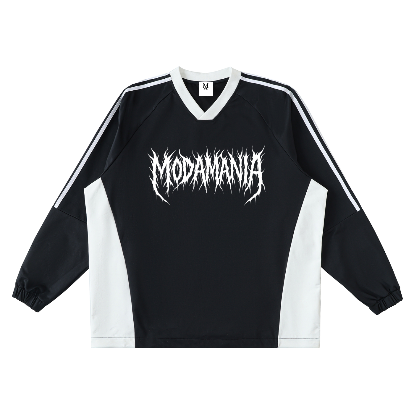 Color-Block V-Neck Long-Sleeve T-Shirt