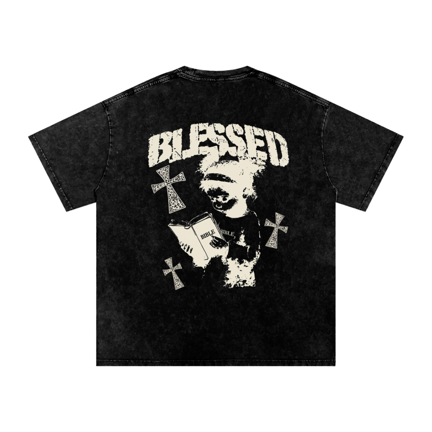 Snow Washed Oversized Cotton T-Shirt blessed