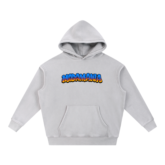 Snow Wash Fleece Oversize Hoodie blue logo