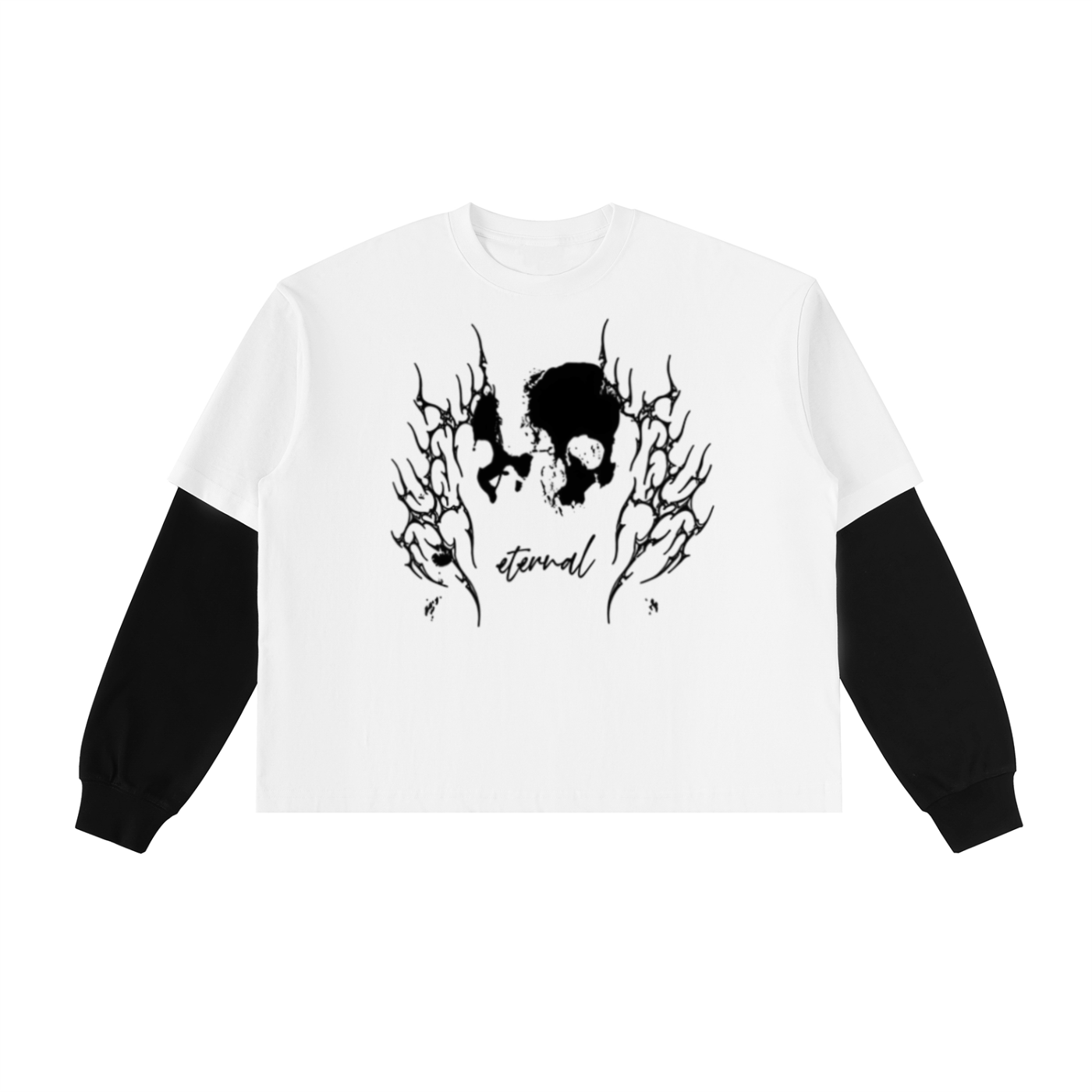 Layered Contrast Sleeve Cotton T-Shirt