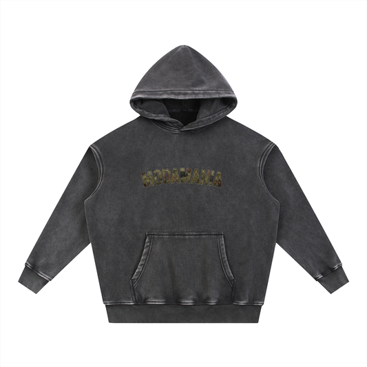 Snow Wash Fleece Oversize Hoodie green logo