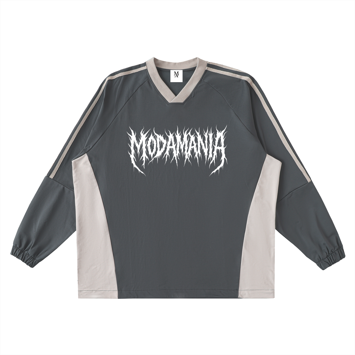 Color-Block V-Neck Long-Sleeve T-Shirt