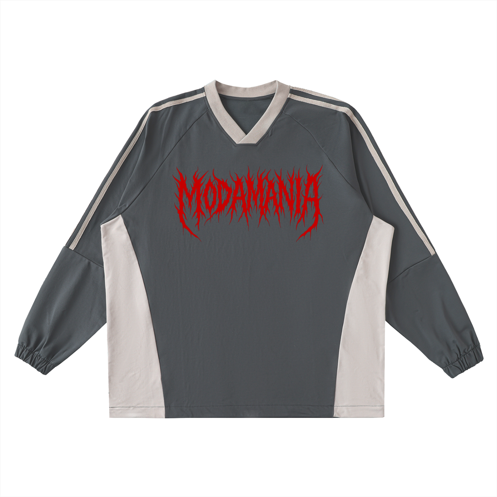 Color-Block V-Neck Long-Sleeve T-Shirt