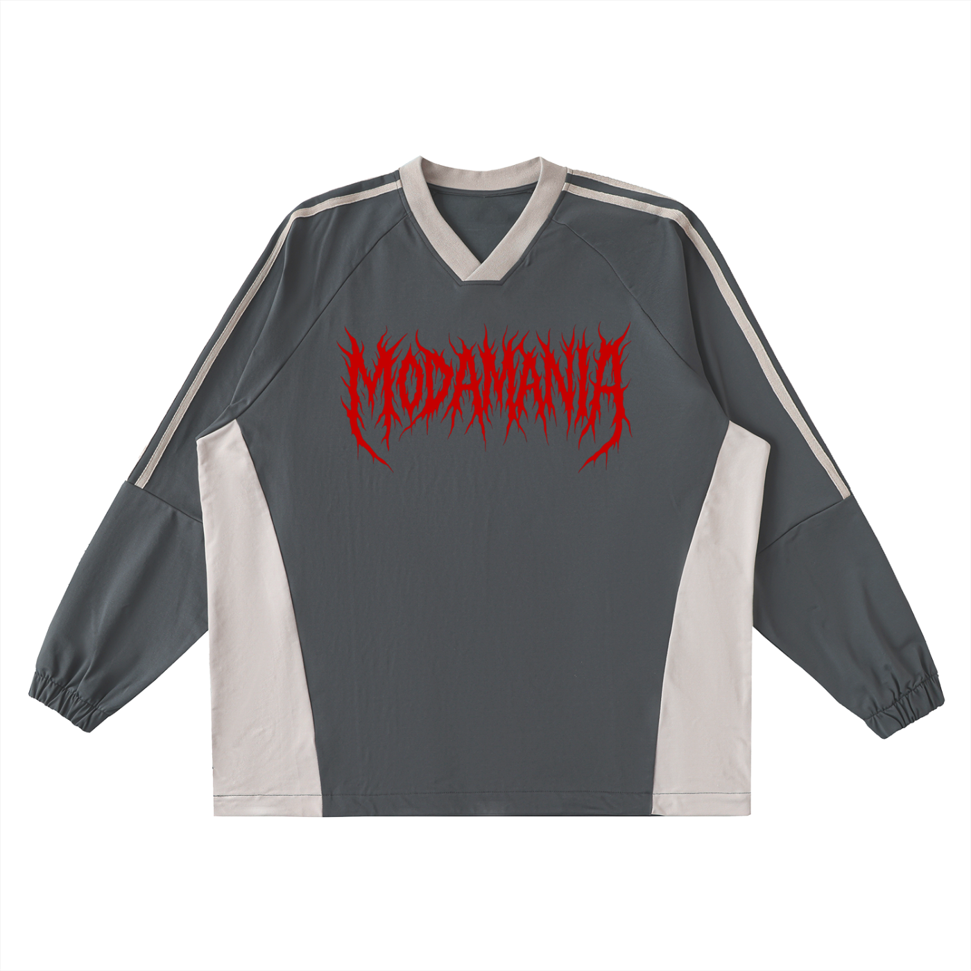 Color-Block V-Neck Long-Sleeve T-Shirt