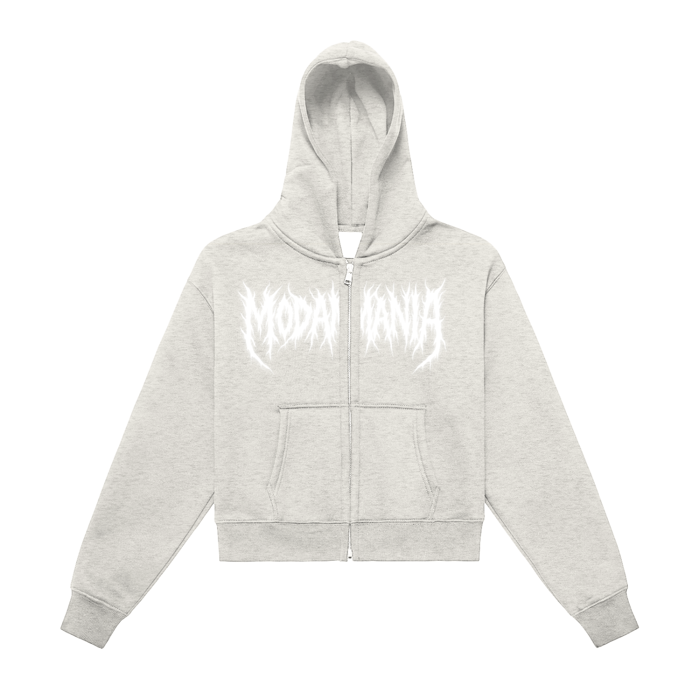 Fleeced Zip-Up Cropped Hoodie