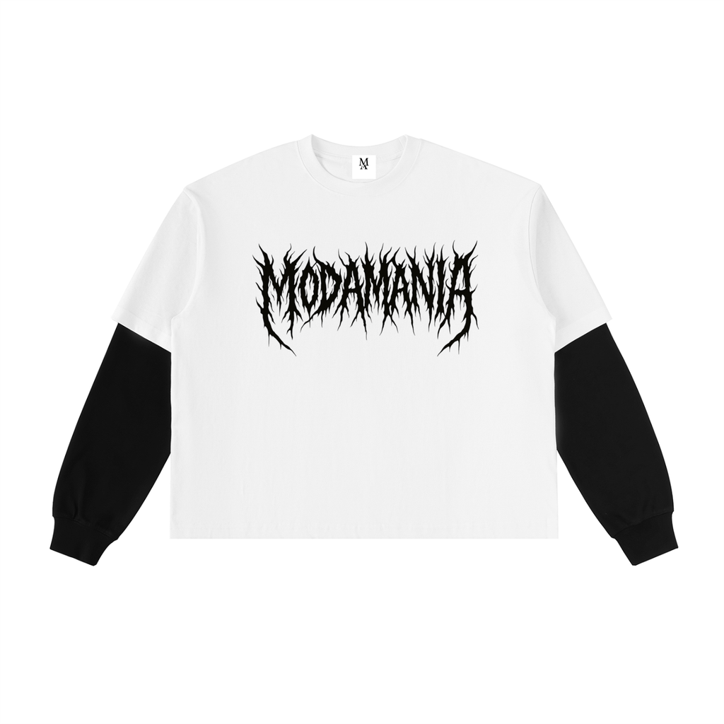 Layered Contrast Sleeve Cotton T-Shirt