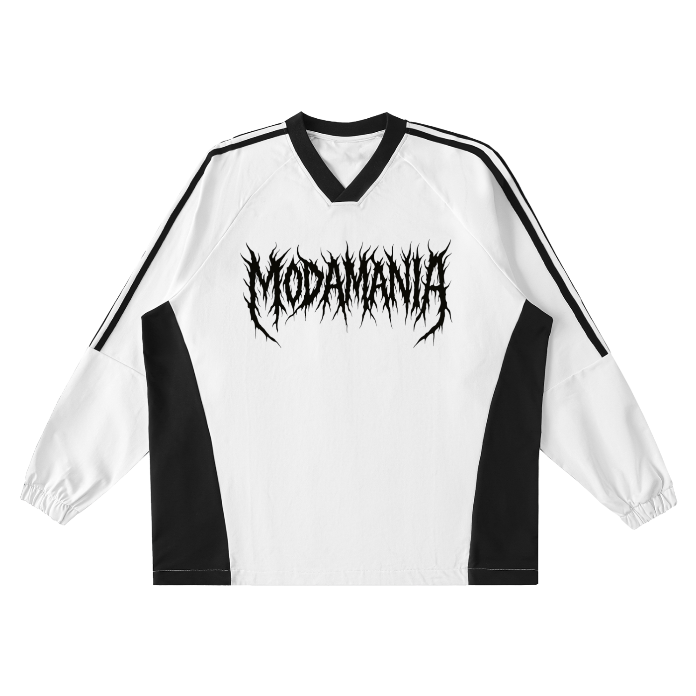 Color-Block V-Neck Long-Sleeve T-Shirt