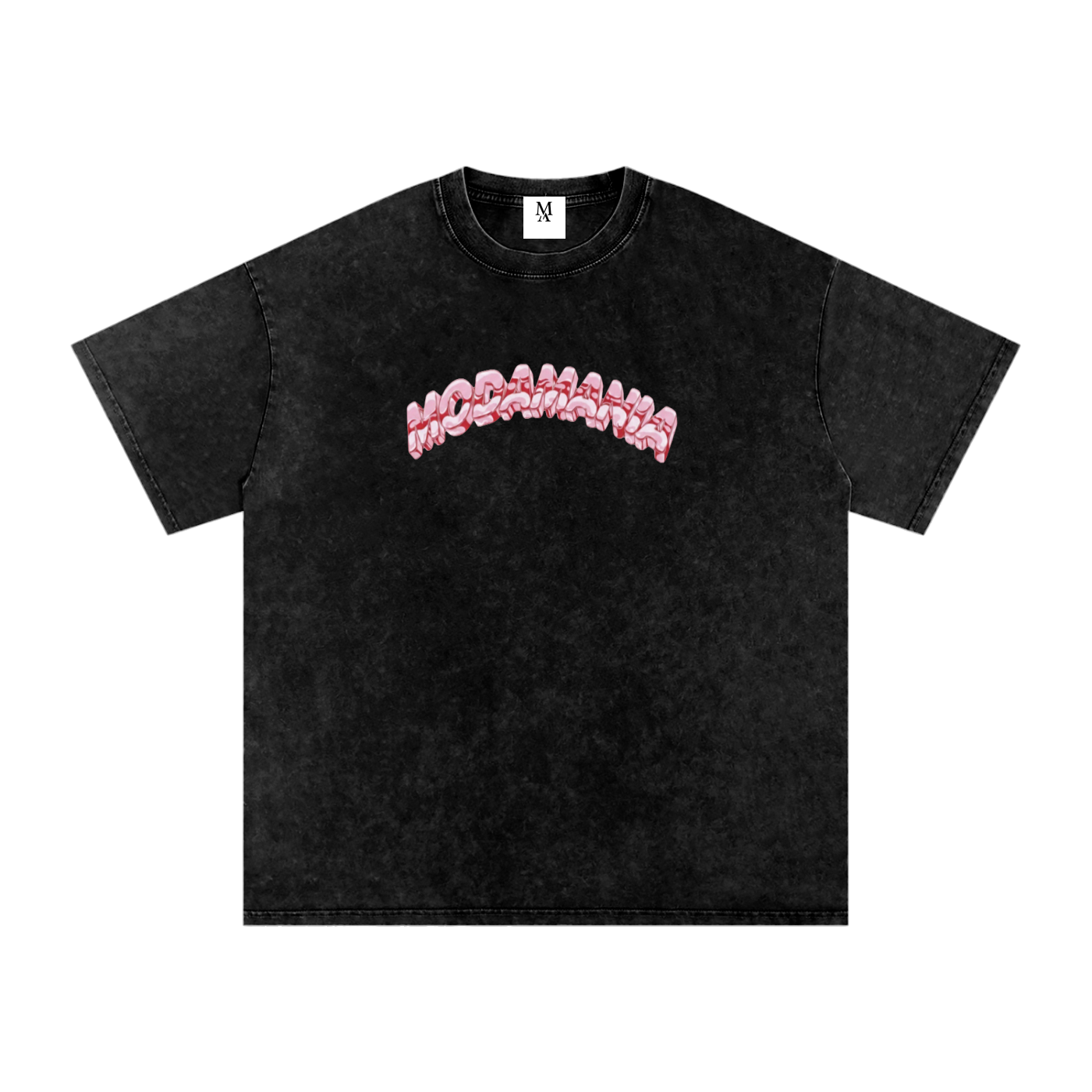 Snow Washed Oversized Cotton T-Shirt pink logo