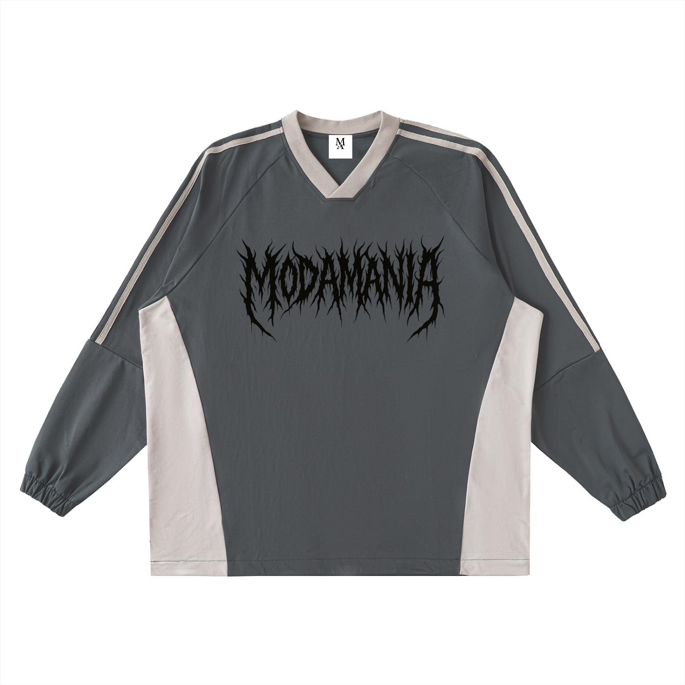 Color-Block V-Neck Long-Sleeve T-Shirt