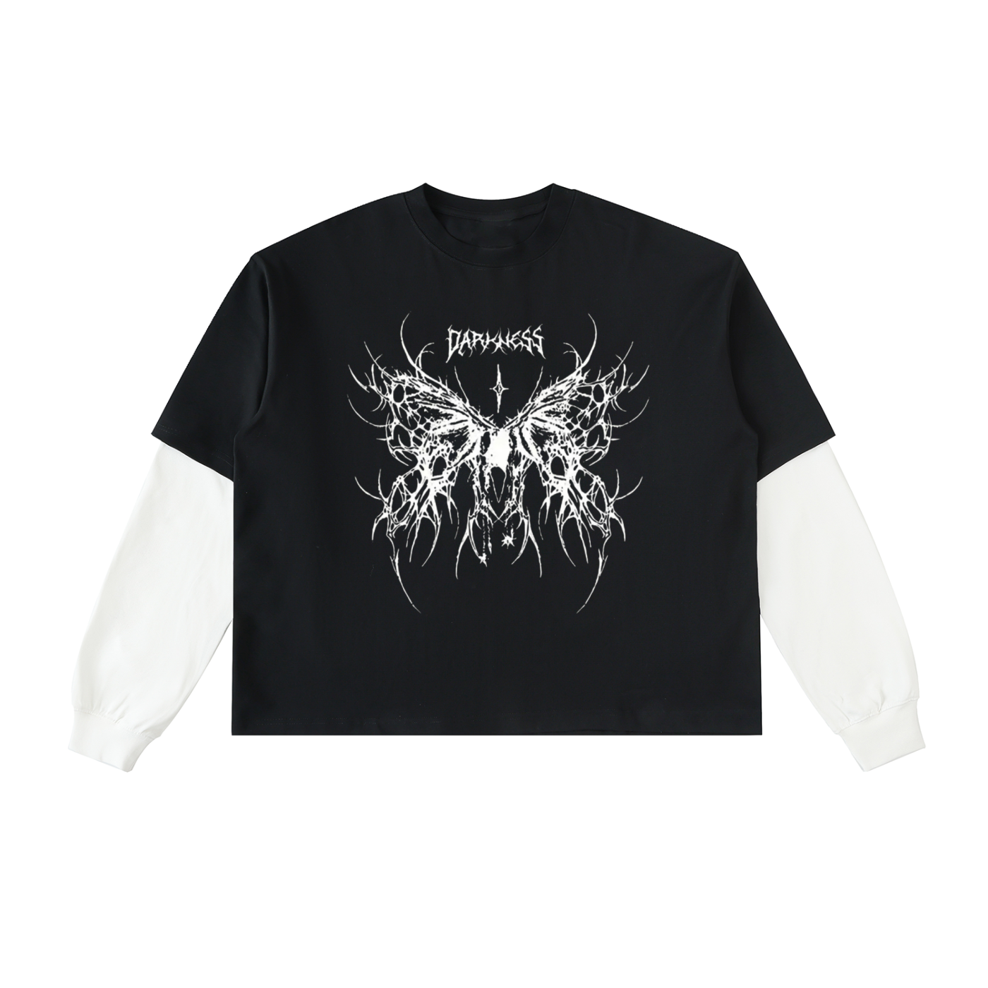 Layered Contrast Sleeve Cotton T-Shirt